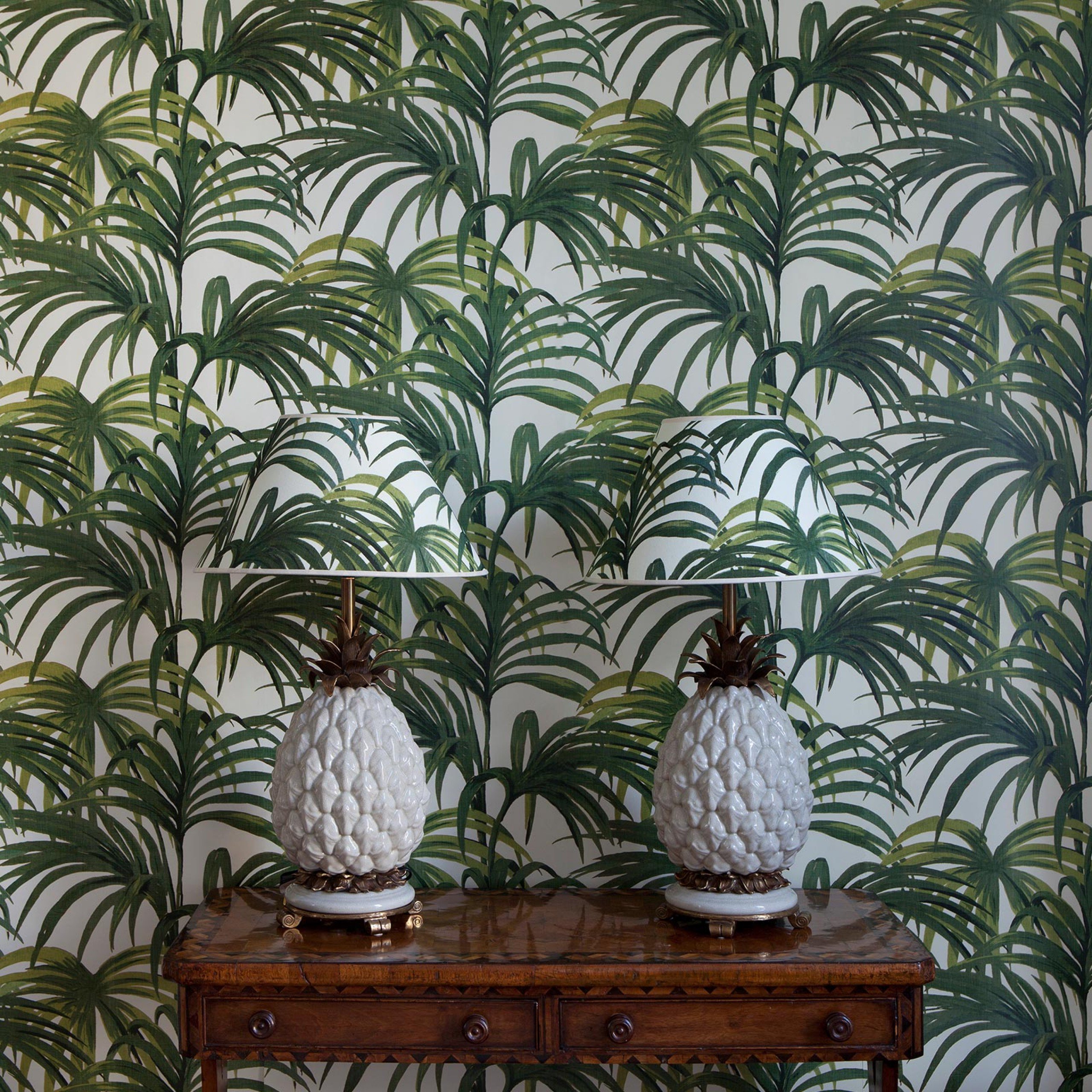 Palmeral Wallpaper Off White Green
