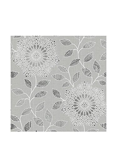 Brewster Shirazi Bohemian Floral Strippable Wallpaper Silver Arts