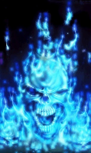 Bigger Blue Flame Skull Live Wallpape For Android Screenshot