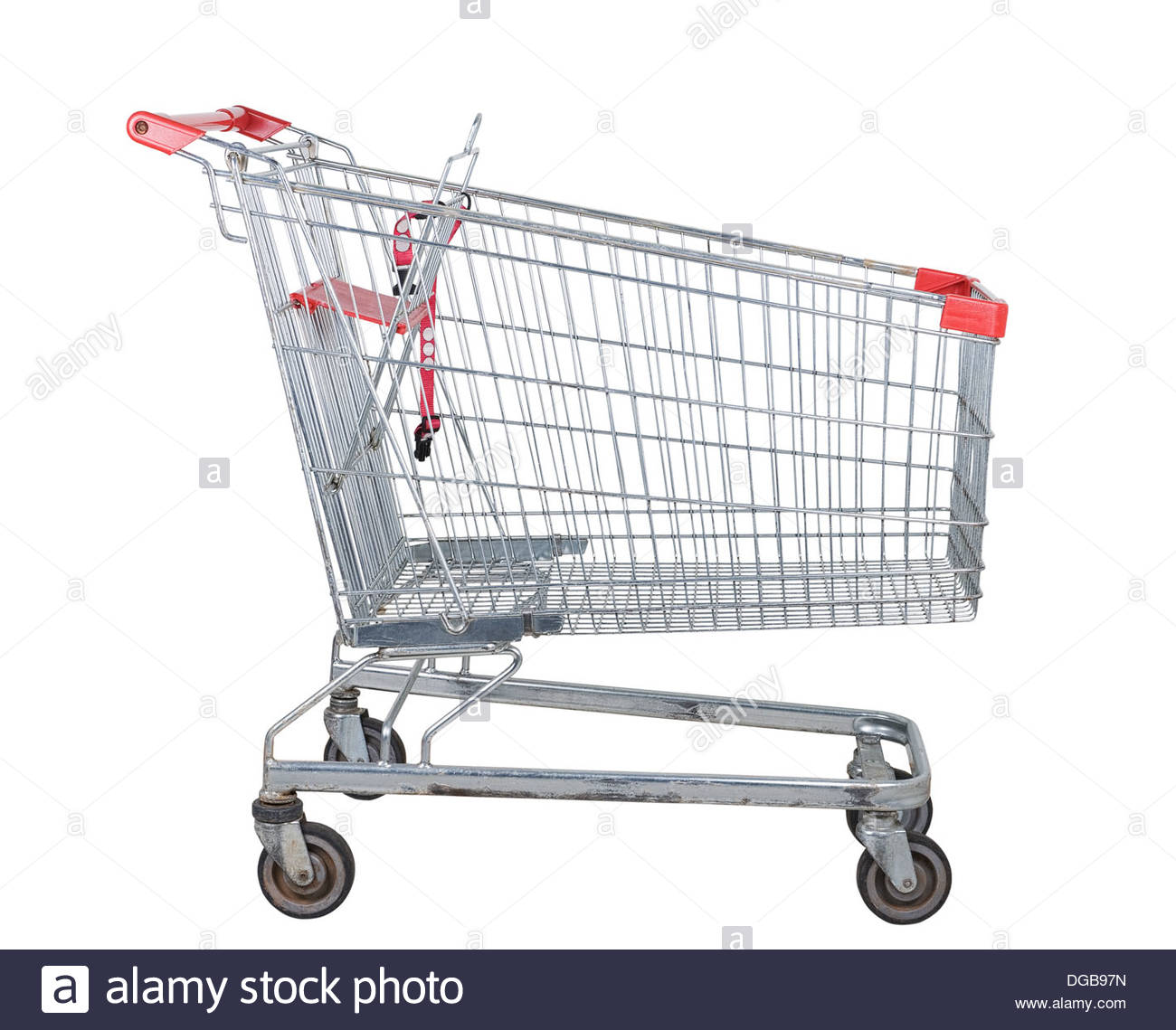 Empty Used Shopping Trolley Isolated On White Background Stock