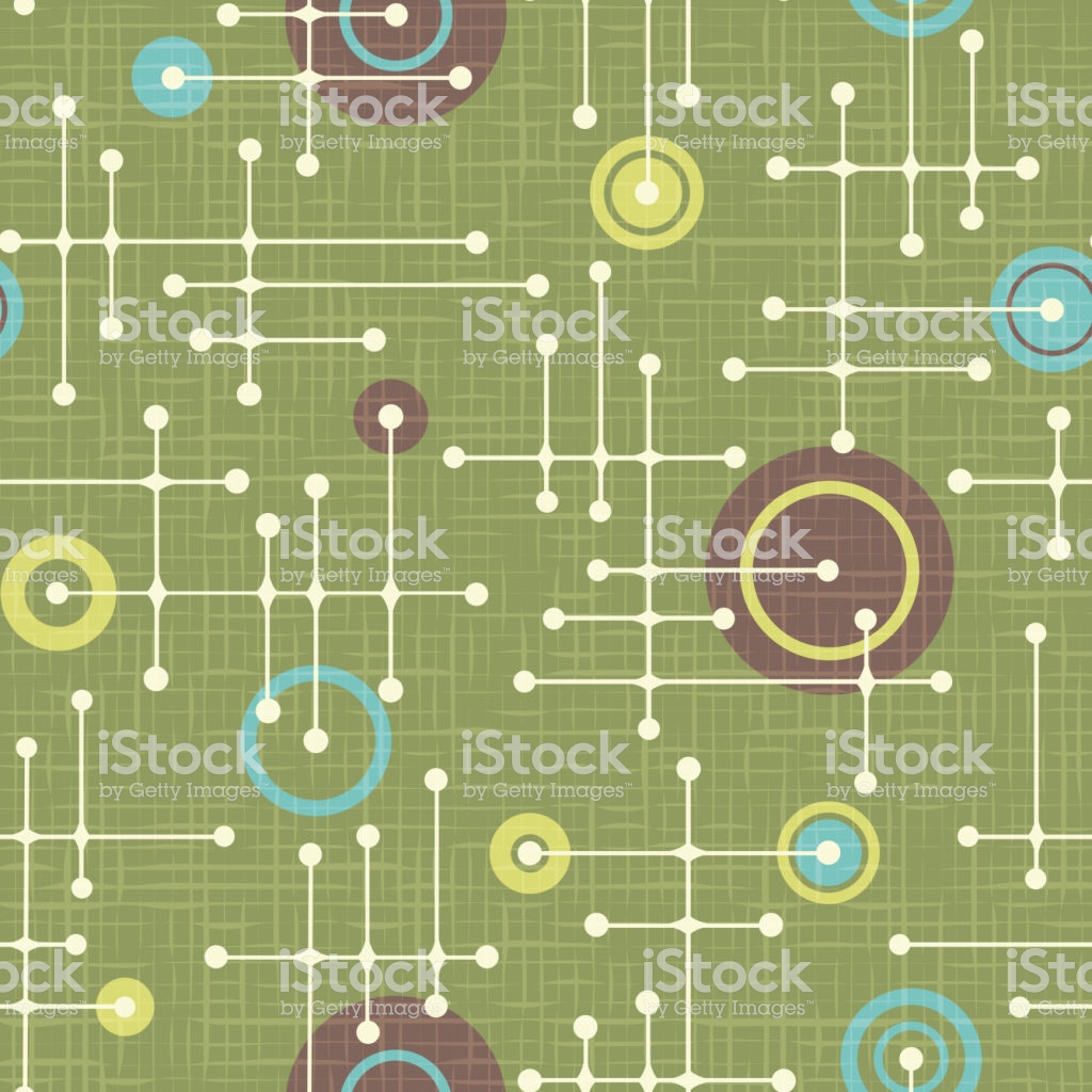 Seamless 1950s Retro Pattern Of Lines And Circles For Fabric