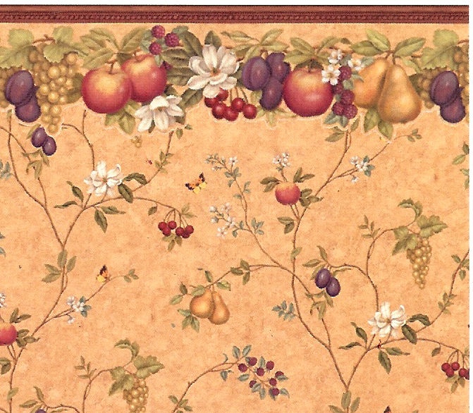 Wallpaper Vintage Fruits Victorian Kitchen
