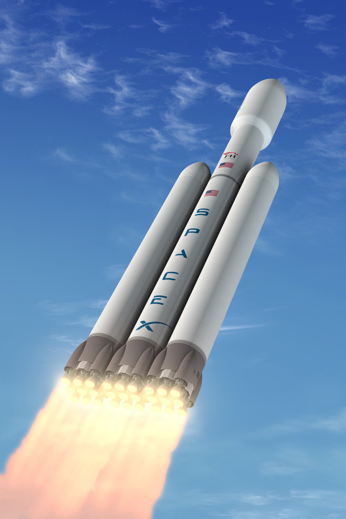 Simplistic SpaceX Wallpaper showing various Falcon rocket