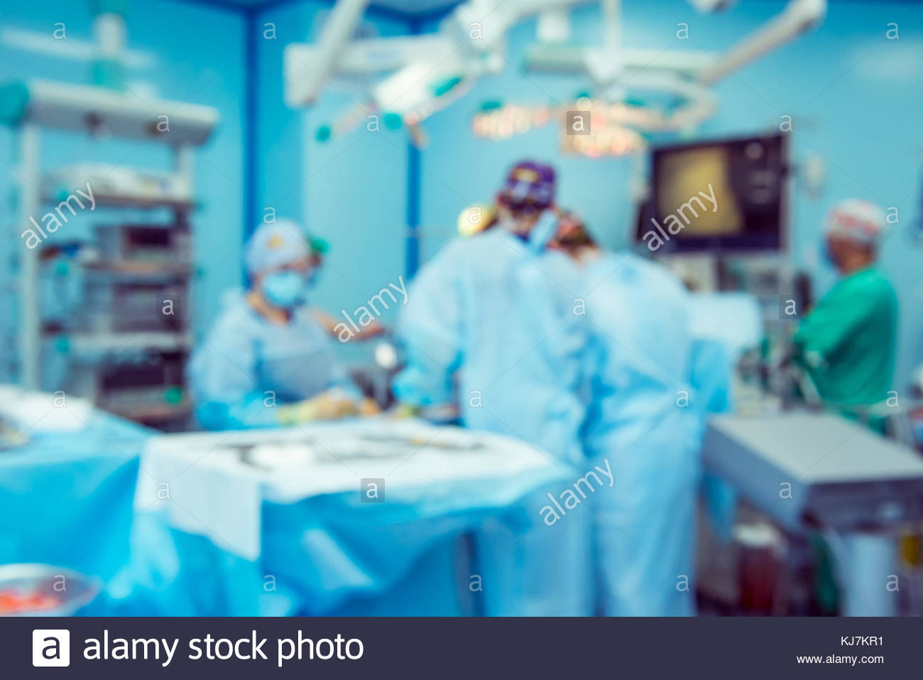 Blurred Background With Team Surgeon At Work Laparoscopic