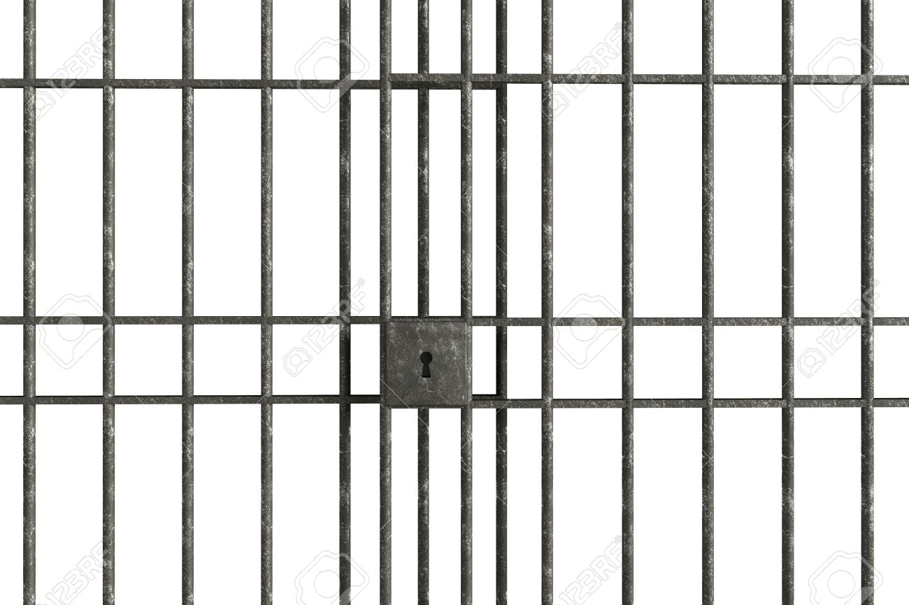 Metal Jail Bars Isolated On A White Background Stock Photo
