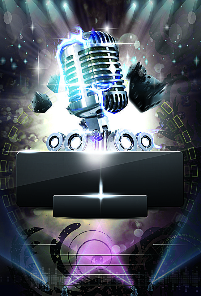 Microphone Poster Background Singer Contest In Studio