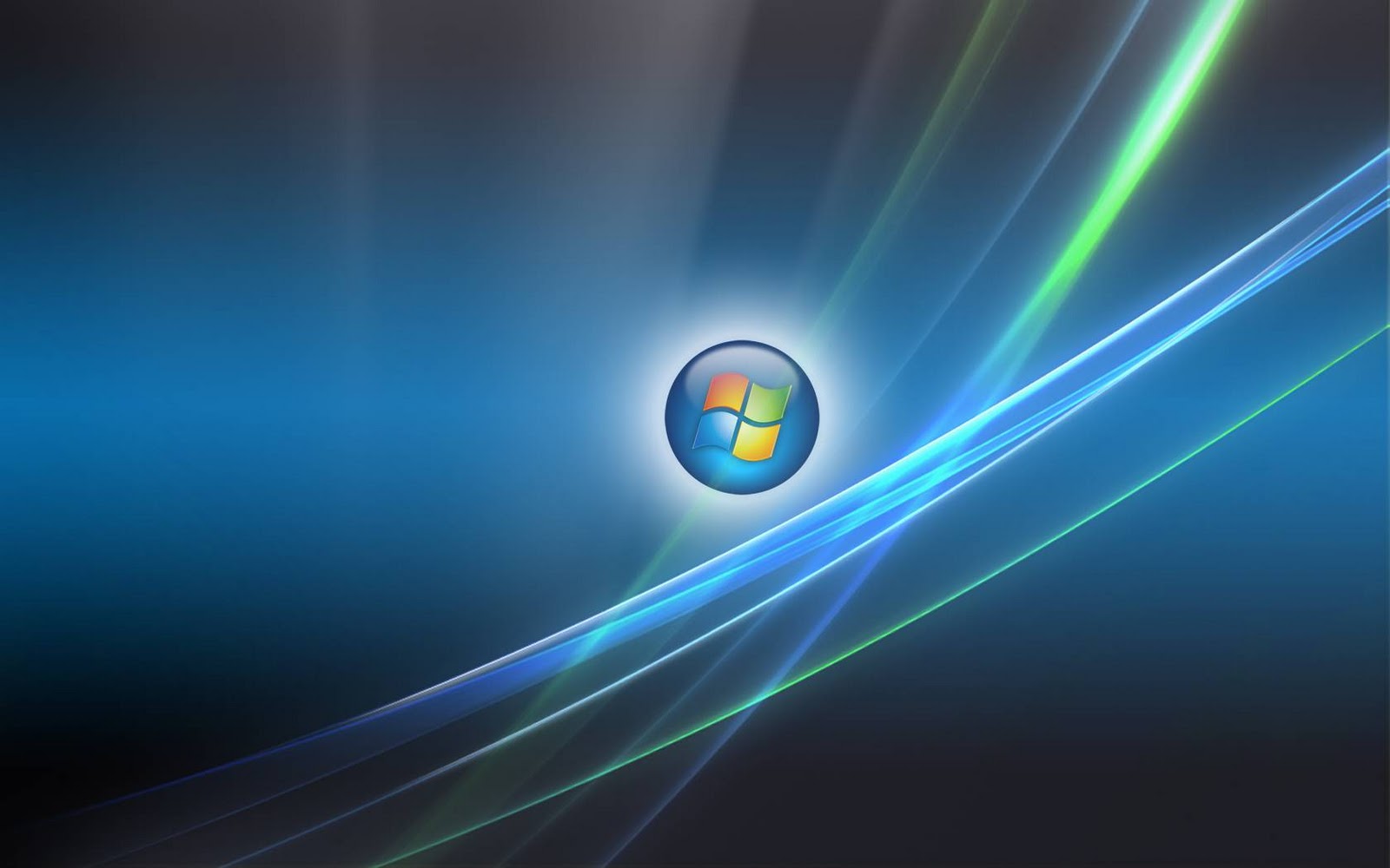 Abstract Windows Wallpaper with Glowing Lines and Orb