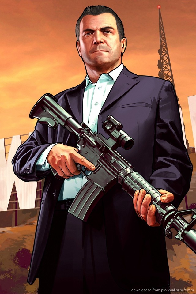 Gta Michael With A Rifle Wallpaper For iPhone