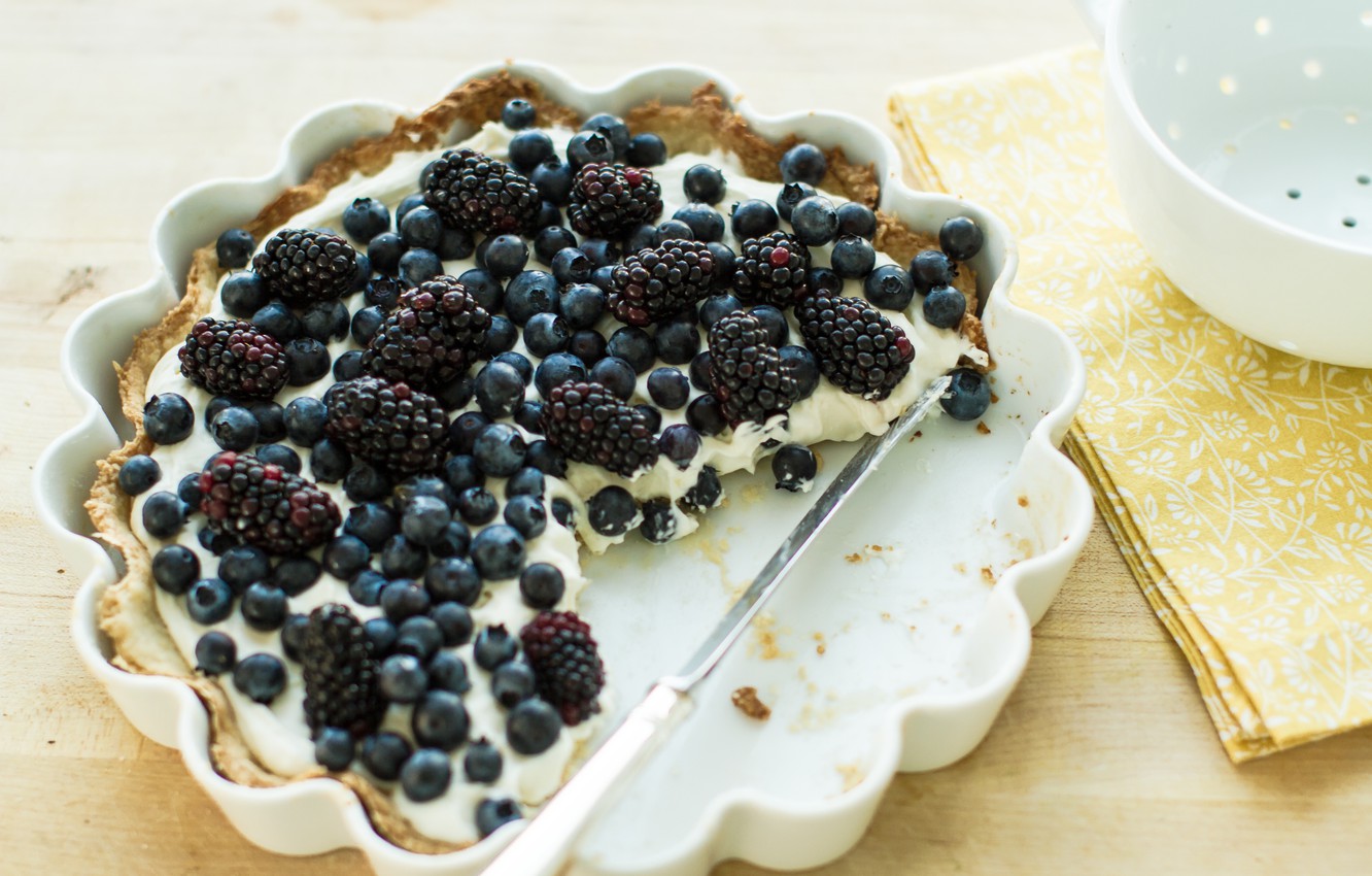 Wallpaper Food Blueberries Pie Blackberry Cheesecake Image