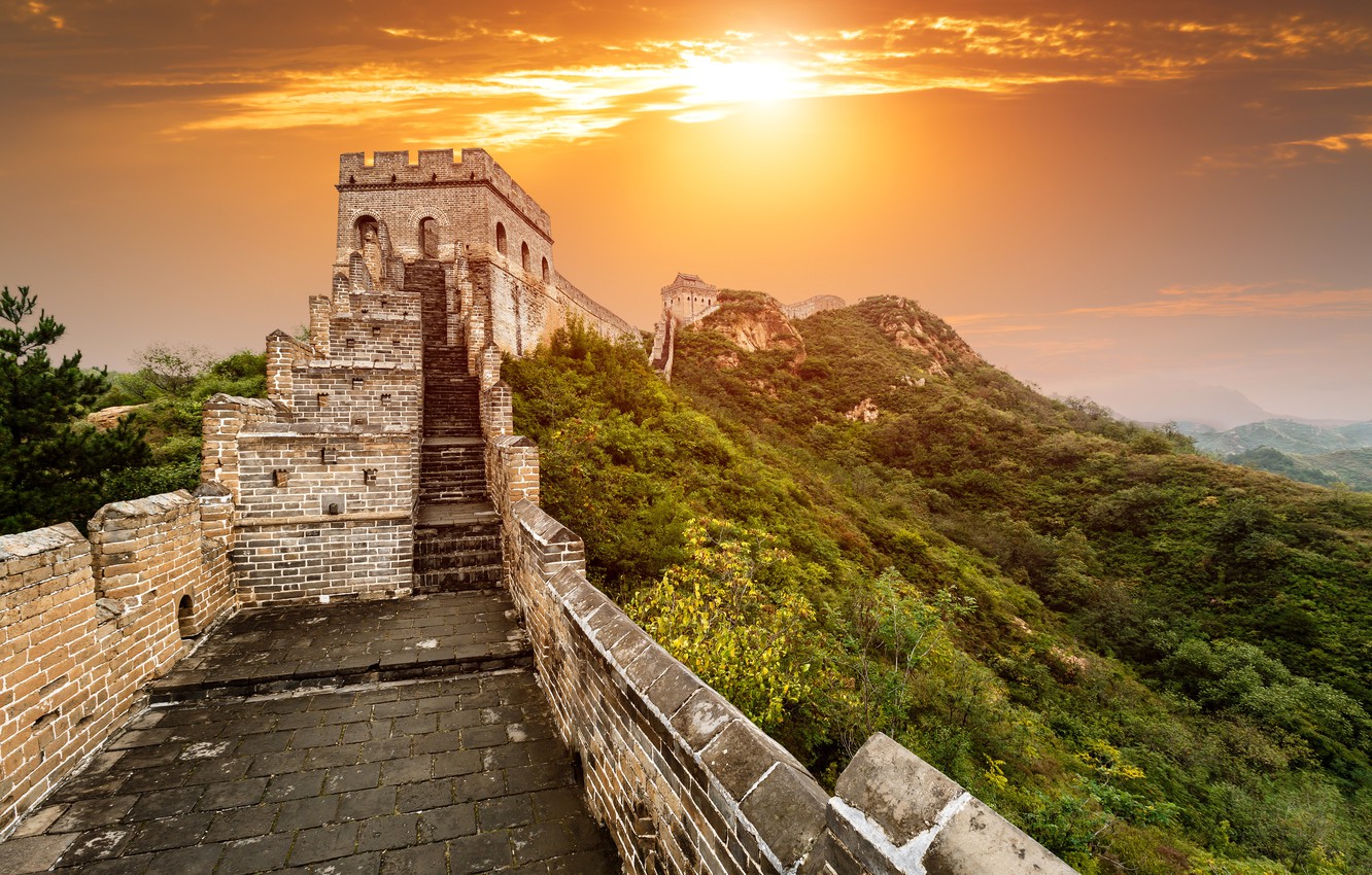 Wallpaper Mountains Dawn China Beijing The Great Wall