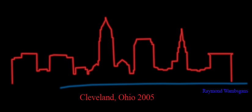 Cleveland Skyline Neon By Seluryar
