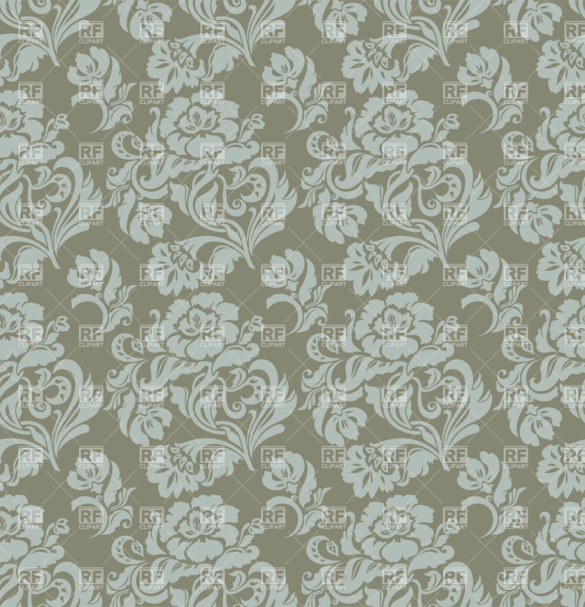 Seamless Gray Floral Victorian Wallpaper Royalty Vector