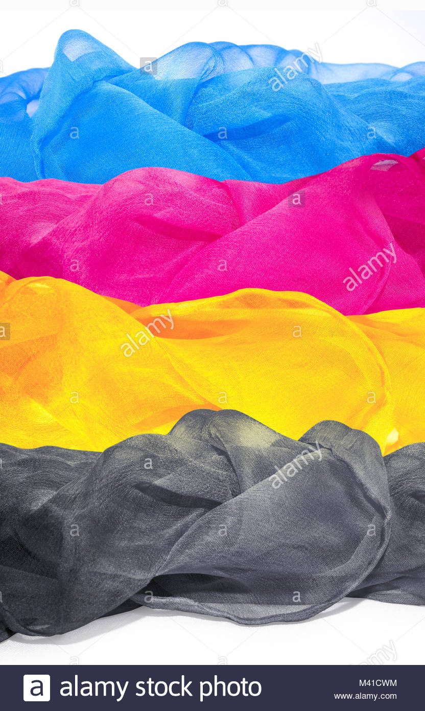 Four Air Silk Scarf In The Colors Cmyk Background For Banner