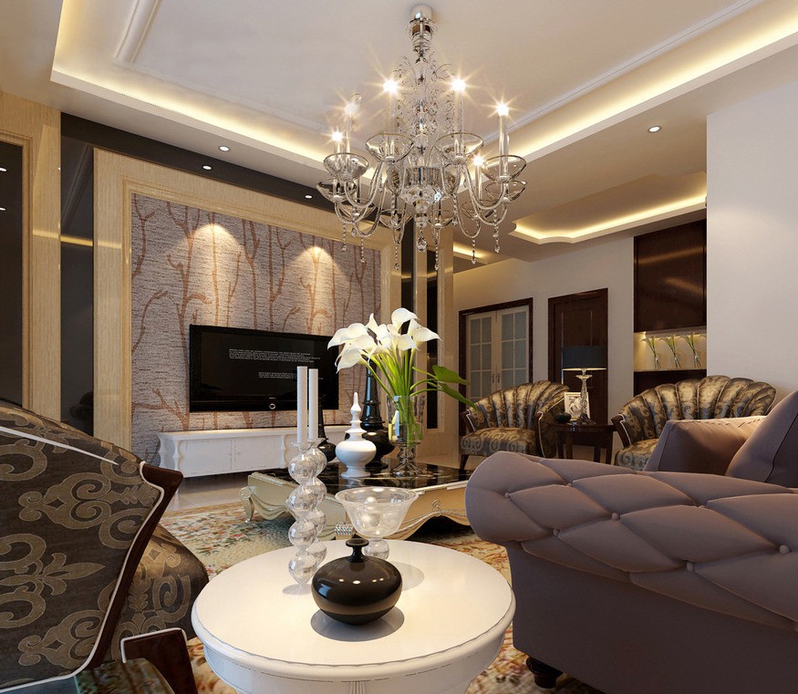 Elegant Living Room Tv Wall Neoclassical With