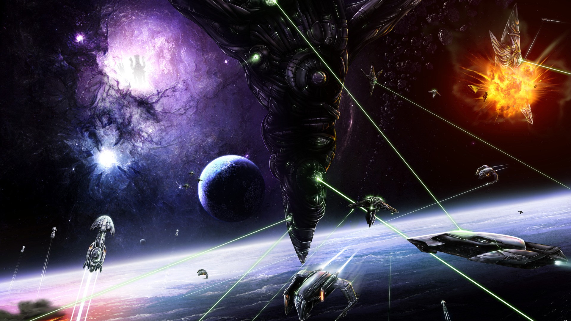 Outer Space Station Battles Wallpaper