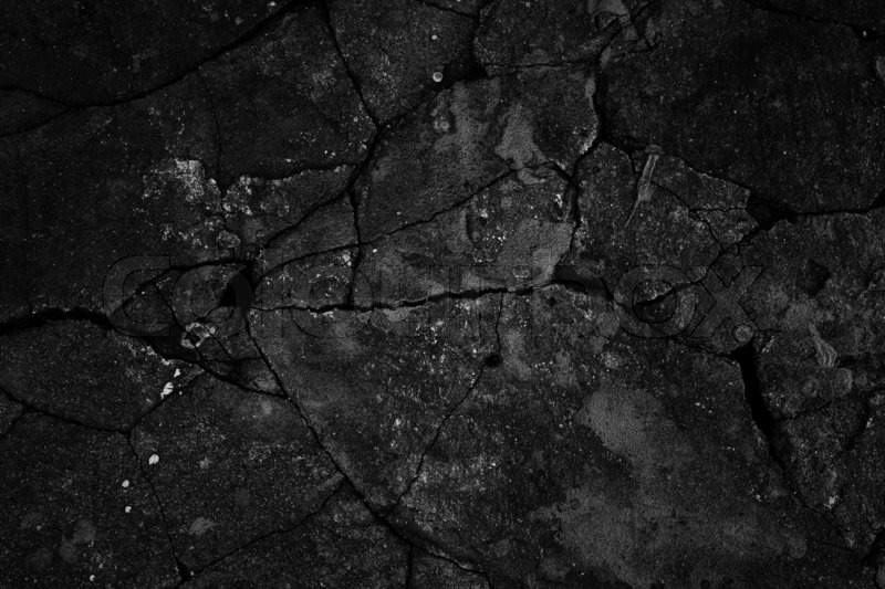 Black Cracked Concrete Texture Closeup Background Stock Photo