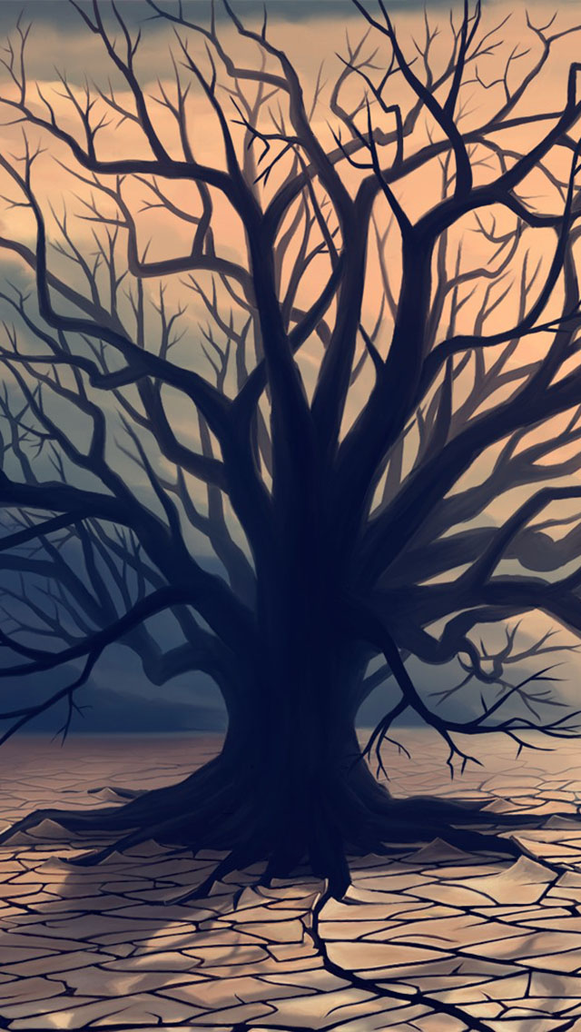 Deserts Lone Tree iPhone Wallpaper