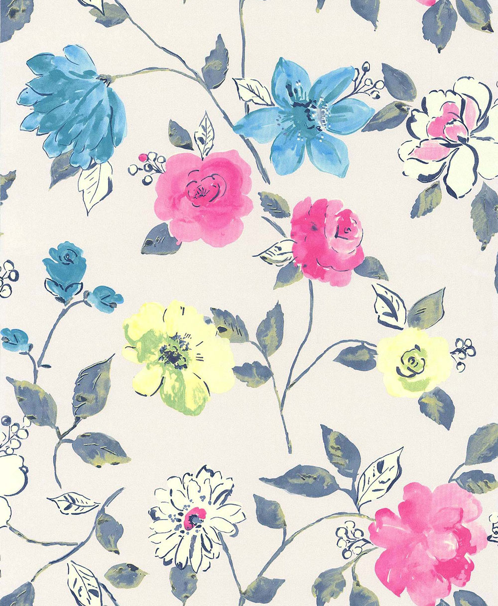 Bold Floral By Galerie Teal Wallpaper Direct