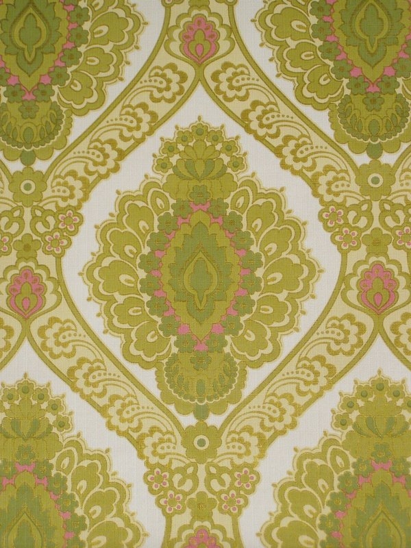 Vintage Green Baroque Wallpaper From The Sixties