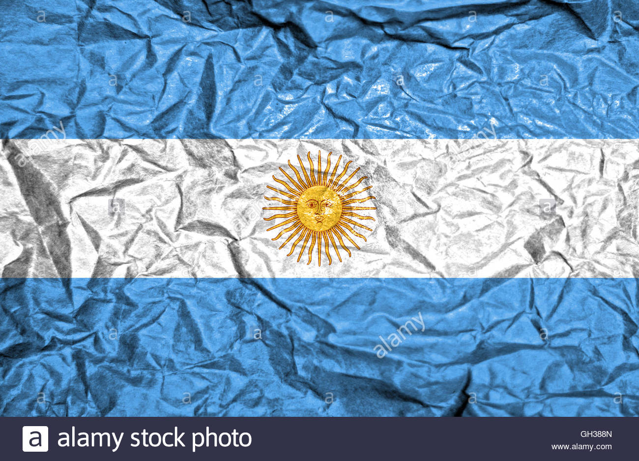 Argentina Vintage Flag On Old Crumpled Paper Background Stock