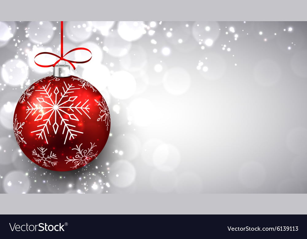 Silver Christmas Background With Red Ball Vector Image Rustic