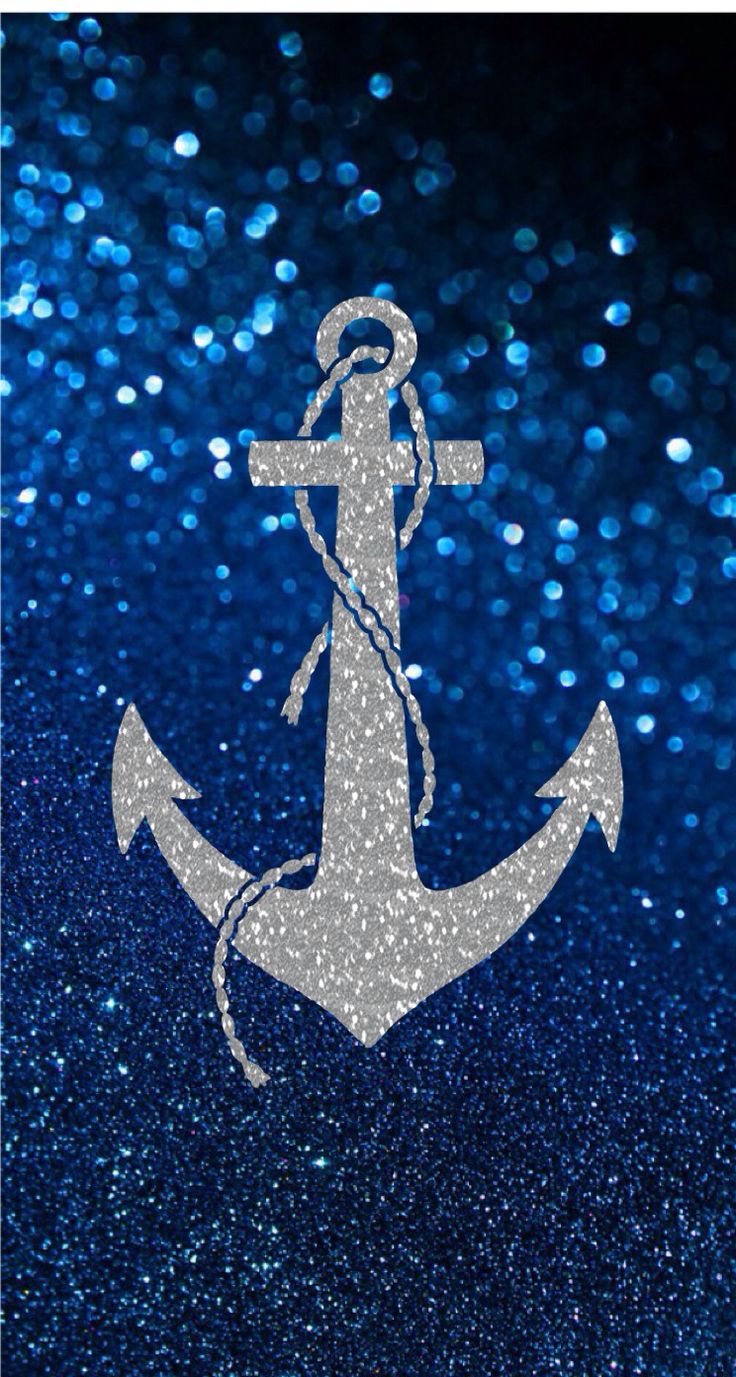Blue Glitter And Sliver Anchor Pattern Phone Wallpaper