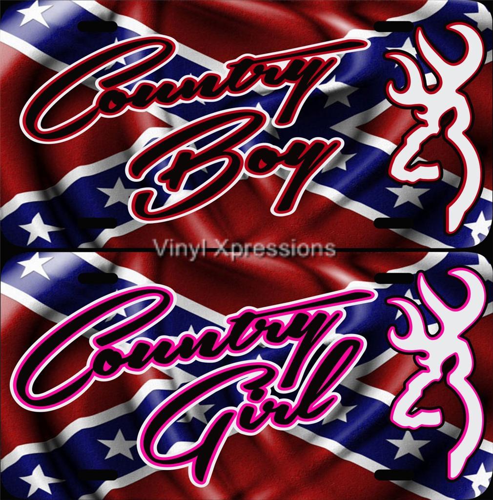  Buckmark Rebel Flag Country Boy Girl Custom Auto Tag License Plate
