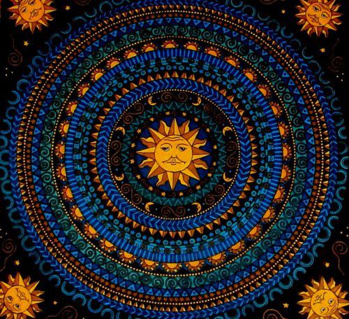 Tapestries Hippie Sun Colorful Tapestry