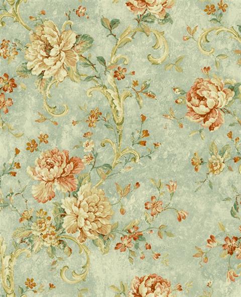 Blue Jacobean Floral Wallpaper Pattern Name