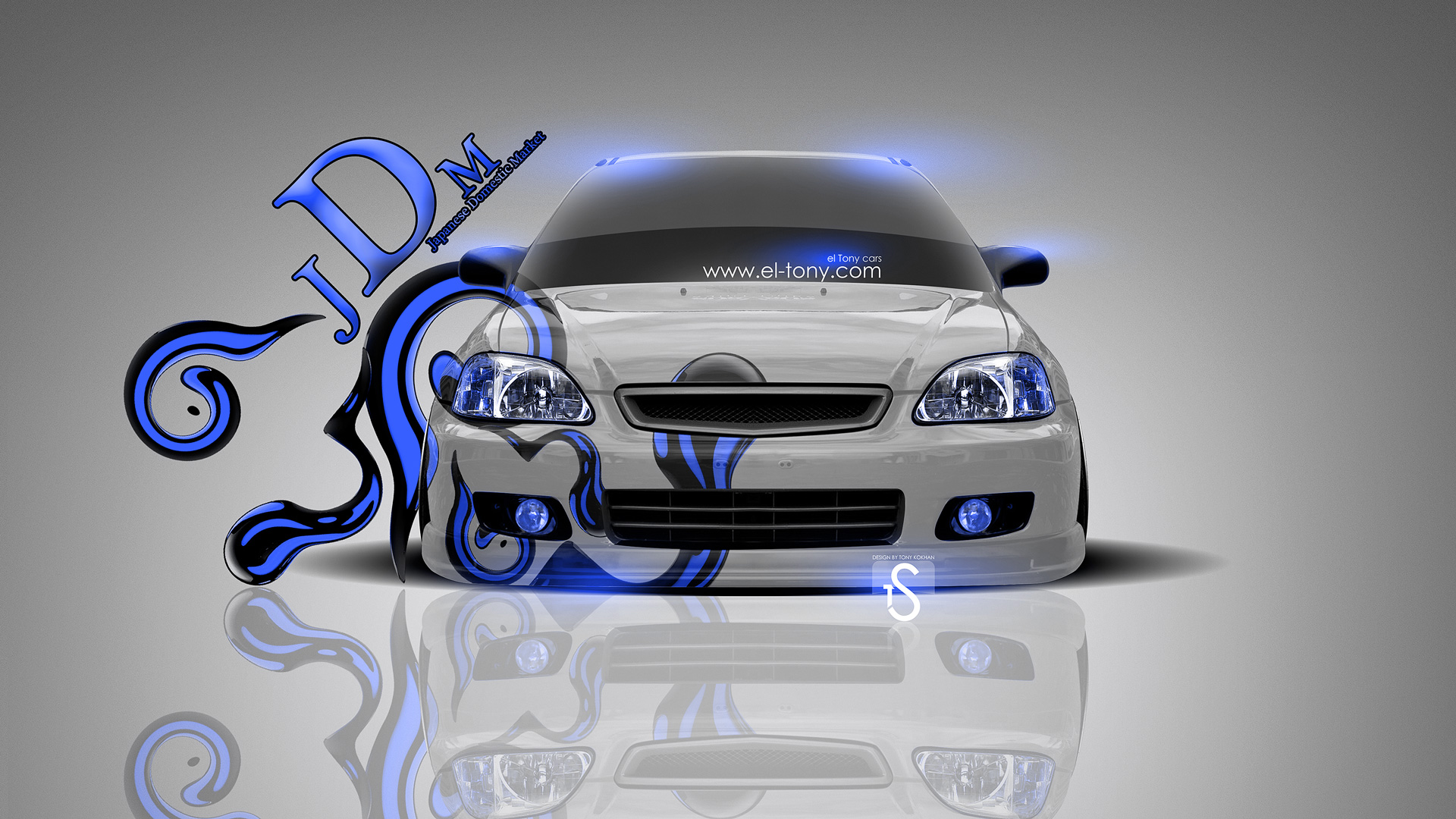 Honda Civic Blue Jdm Effects HD Wallpaper