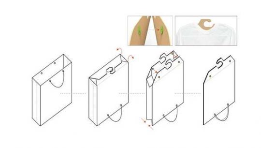  Paper Bag Hanger transforms paper shopping bags into clothes hangers