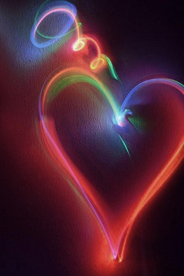 Neon Light Love Hearts Wallpaper iPhone