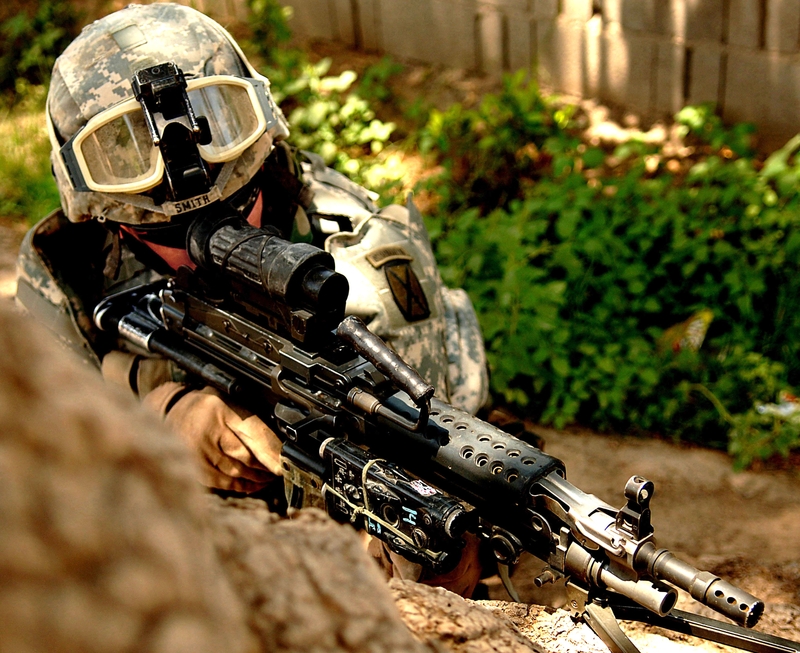 Guns Military Men Weapons Us Army M249 Elcan Optical Technologies