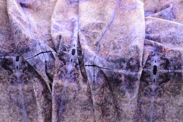 Peach Violet Patterned Velvet Fabric Suitable For Drapery And Light