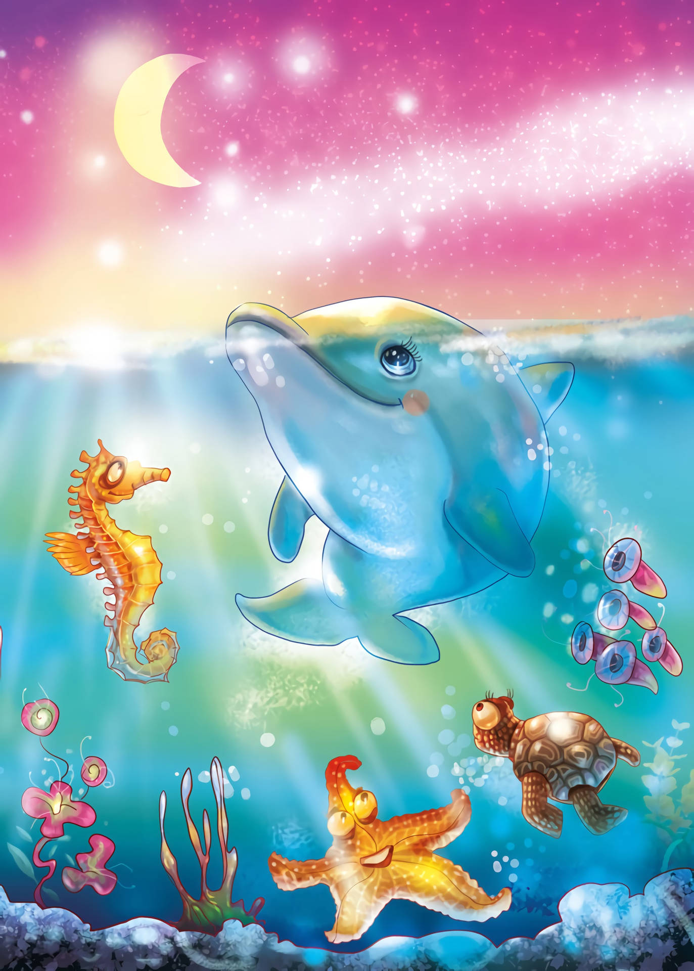 Cute Colorful Dolphin 6tf8xis514uxgm6h Wallpaper