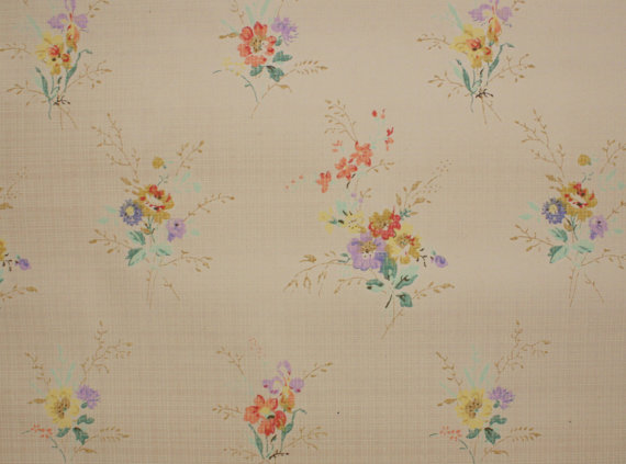 1930s Vintage Wallpaper   Antique Floral Wallpaper with Tiny Colorful 570x423