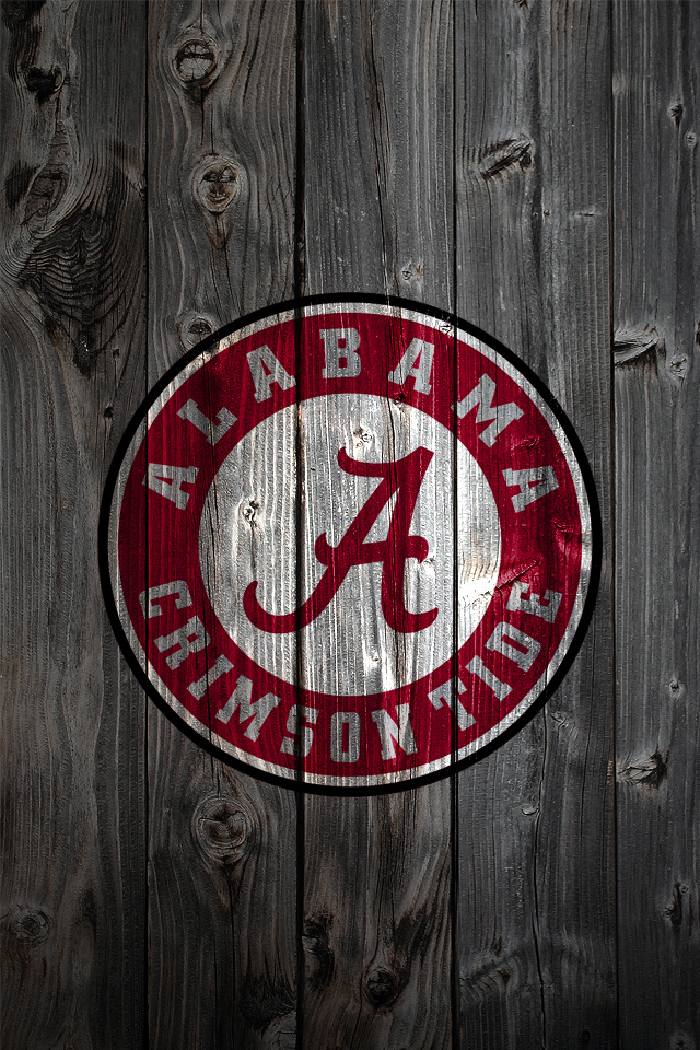 Alabama Crimson Tide Logo On Wood Background iPhone Wallpaper