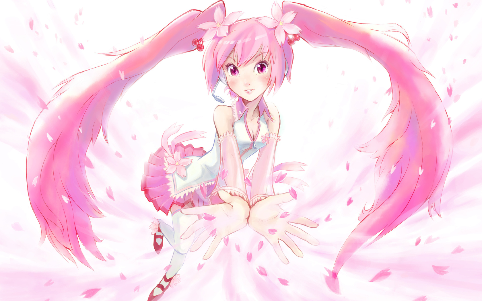 Sakura Miku With Pink Flower 1680x1050 12030 HD Wallpaper Res