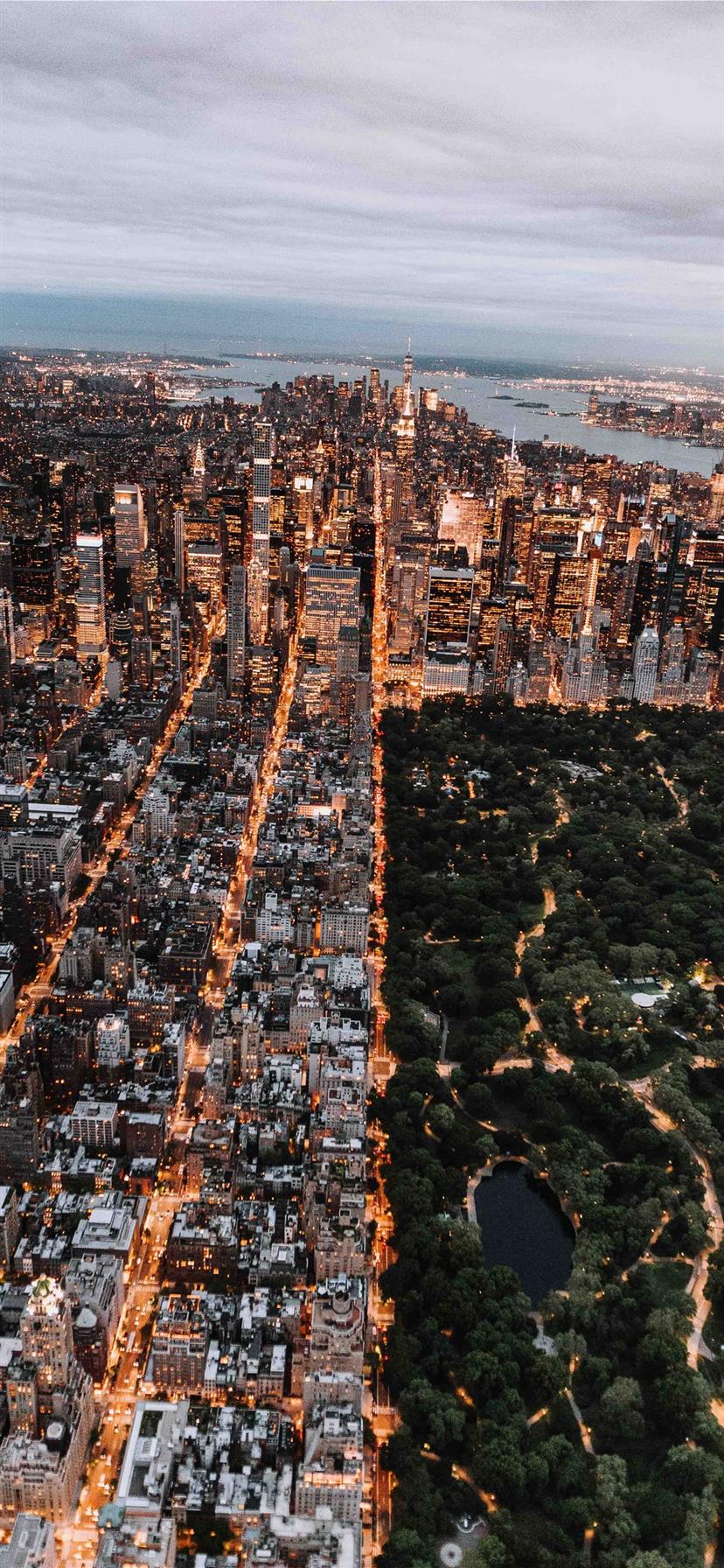 Aerial Of Central Park And New York City iPhone Wallpaper