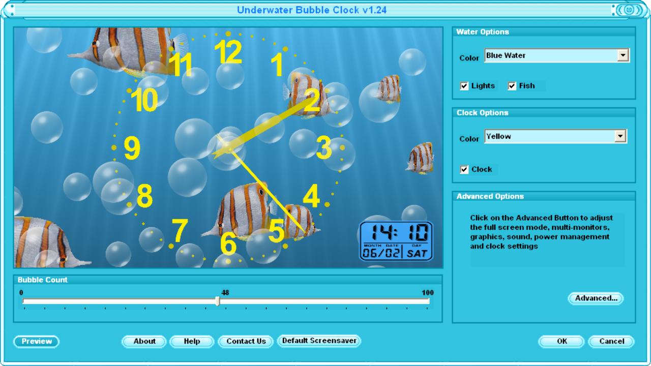 Underwater Clock Screen Saver And Bubbles For Windows