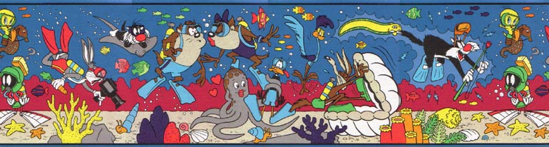 Details About Looney Tunes Under The Sea Wallpaper Border Lt2374b