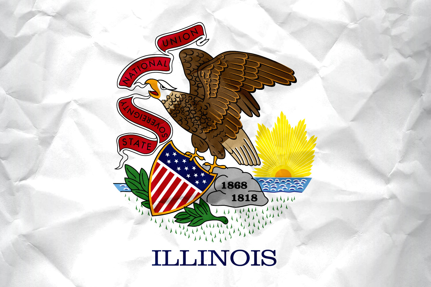 Flag Of Illinois With Paper Texture It For