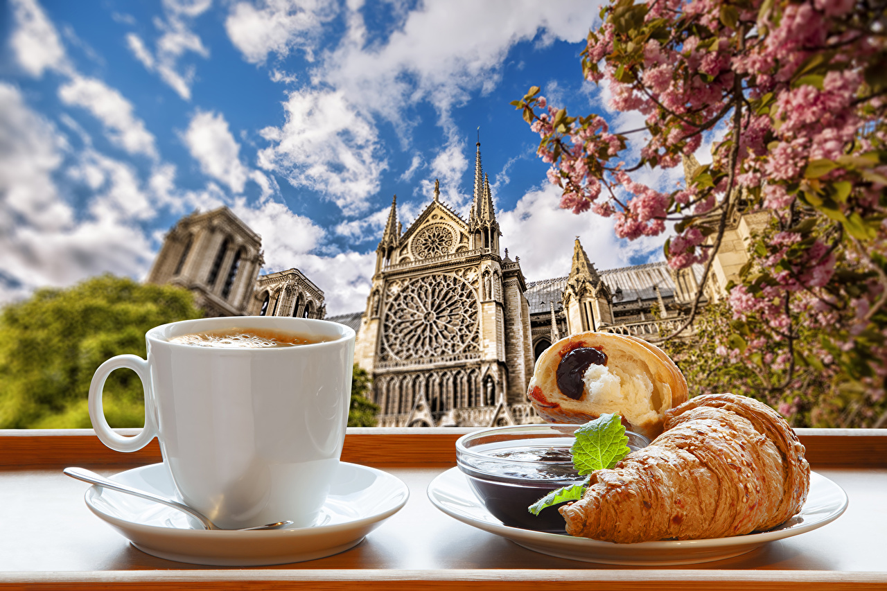 Image Paris Cathedral France Notre Dame Spring Breakfast
