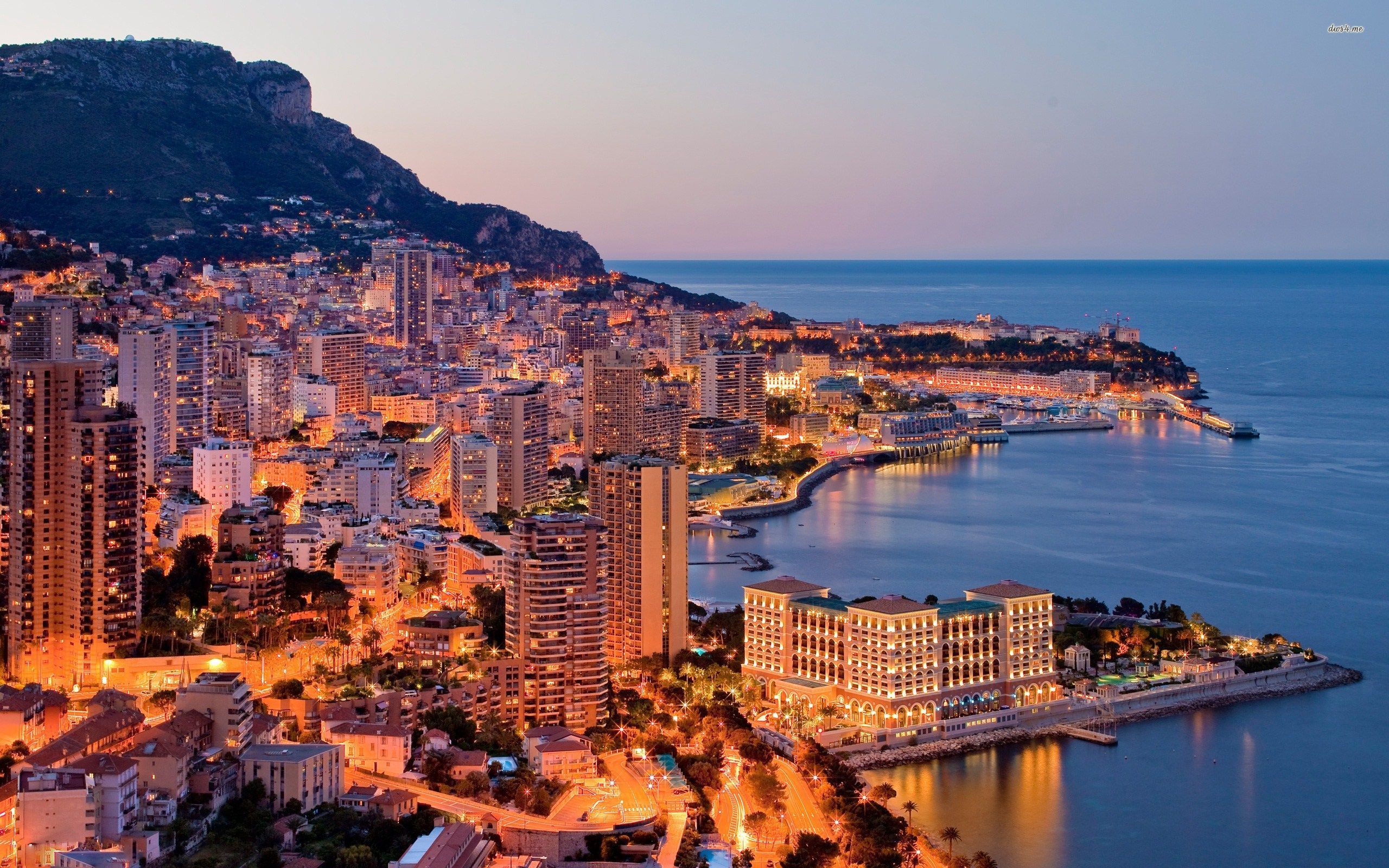 Sunset Lights In The City Of Monte Carlo Wallpaper World