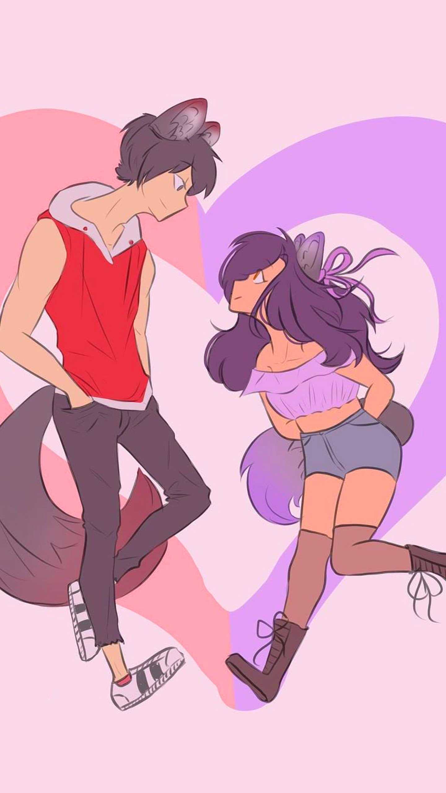 Fan art of Aphmau characters in a romantic setting, ideal for Aphmau fans