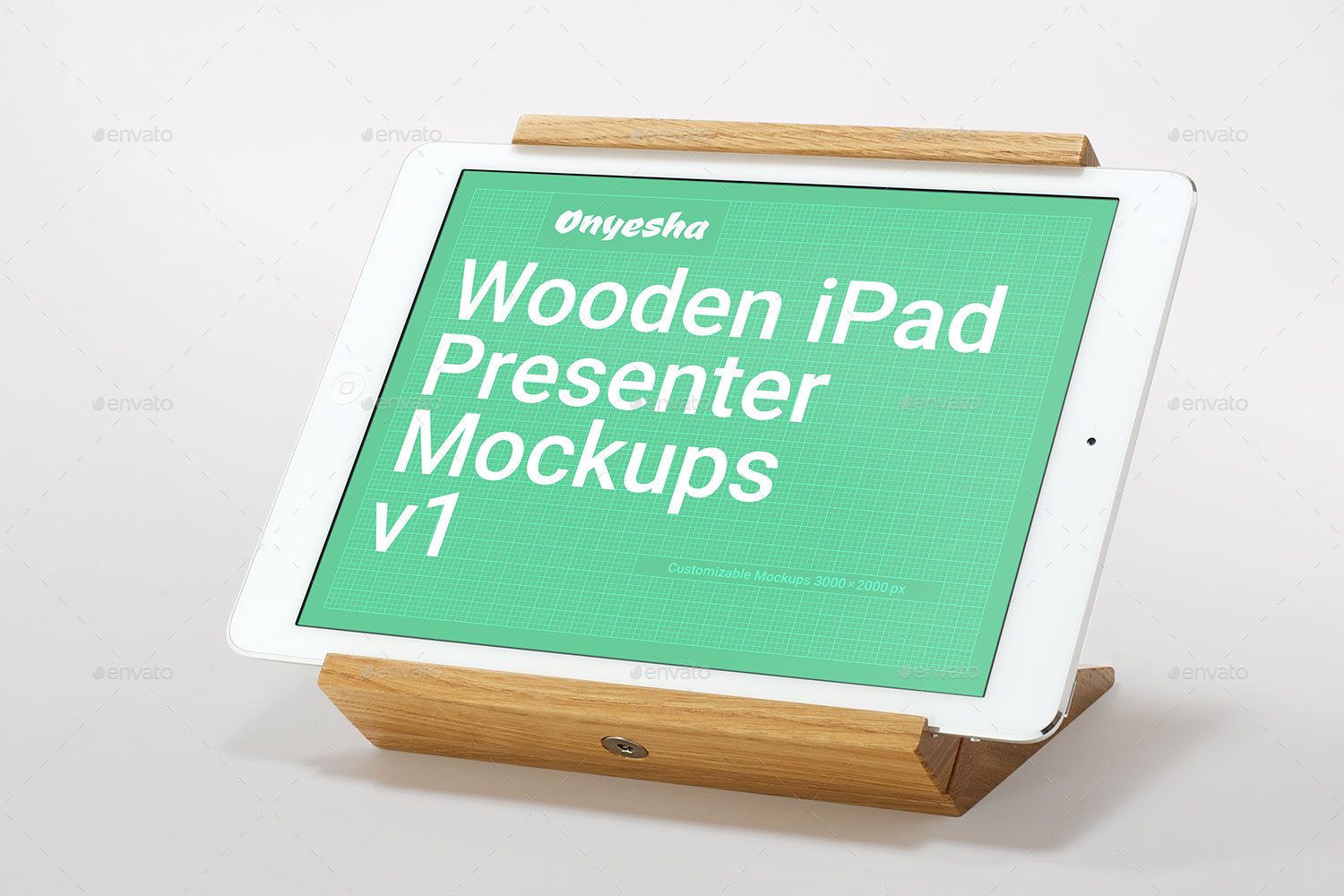 Wooden iPad Presenter V1 Ad Art
