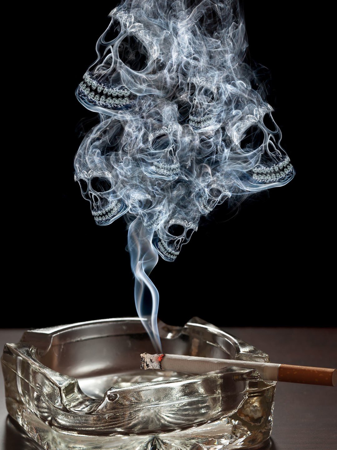 Smoke Skulls Ashtray Burning Cigarette HD Wallpaper 8590