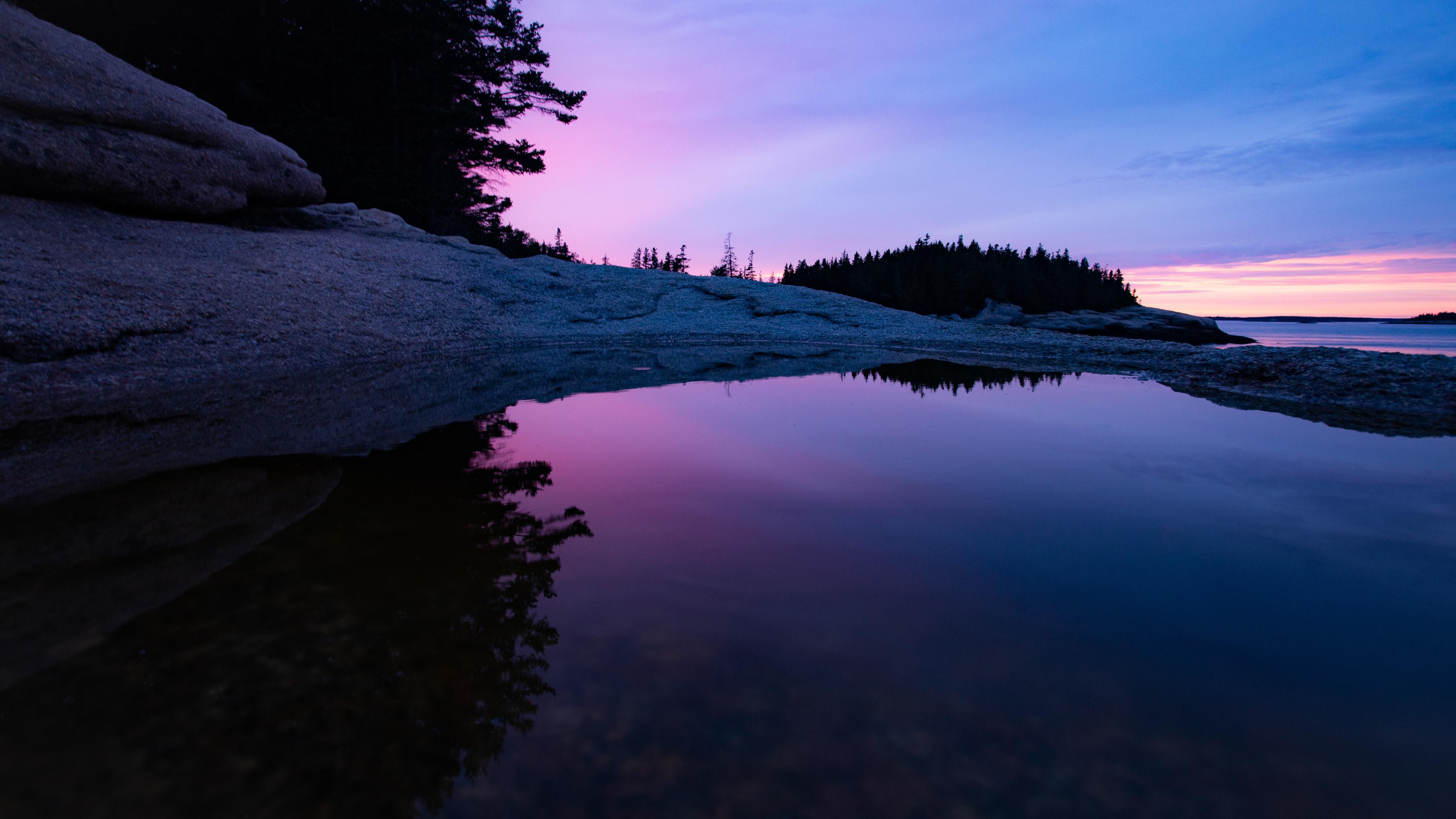 Wallpaper 4k Sunset On The Rocks Of Maine