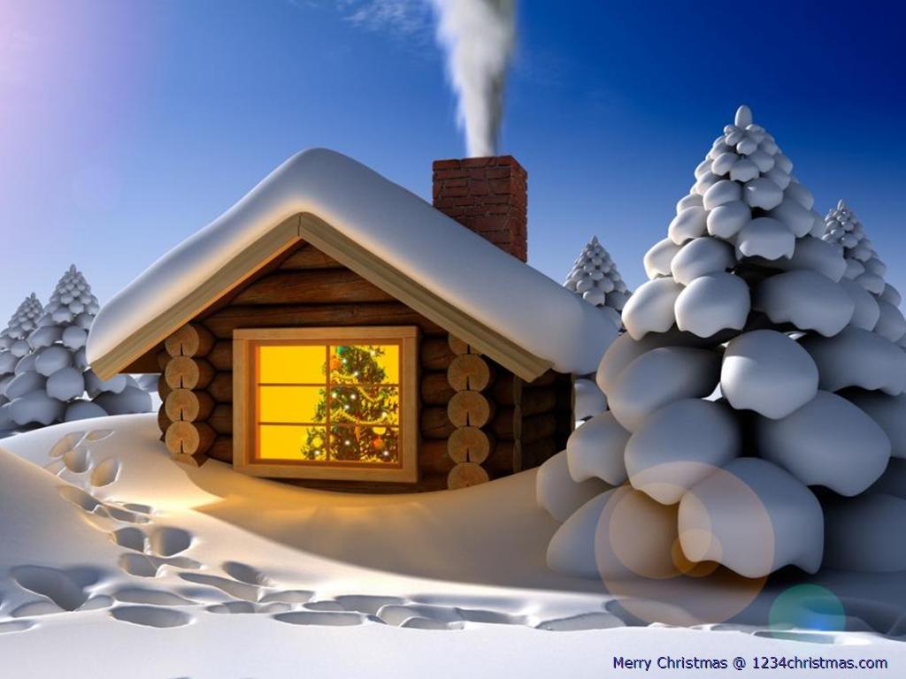 White Christmas House Desktop Wallpaper