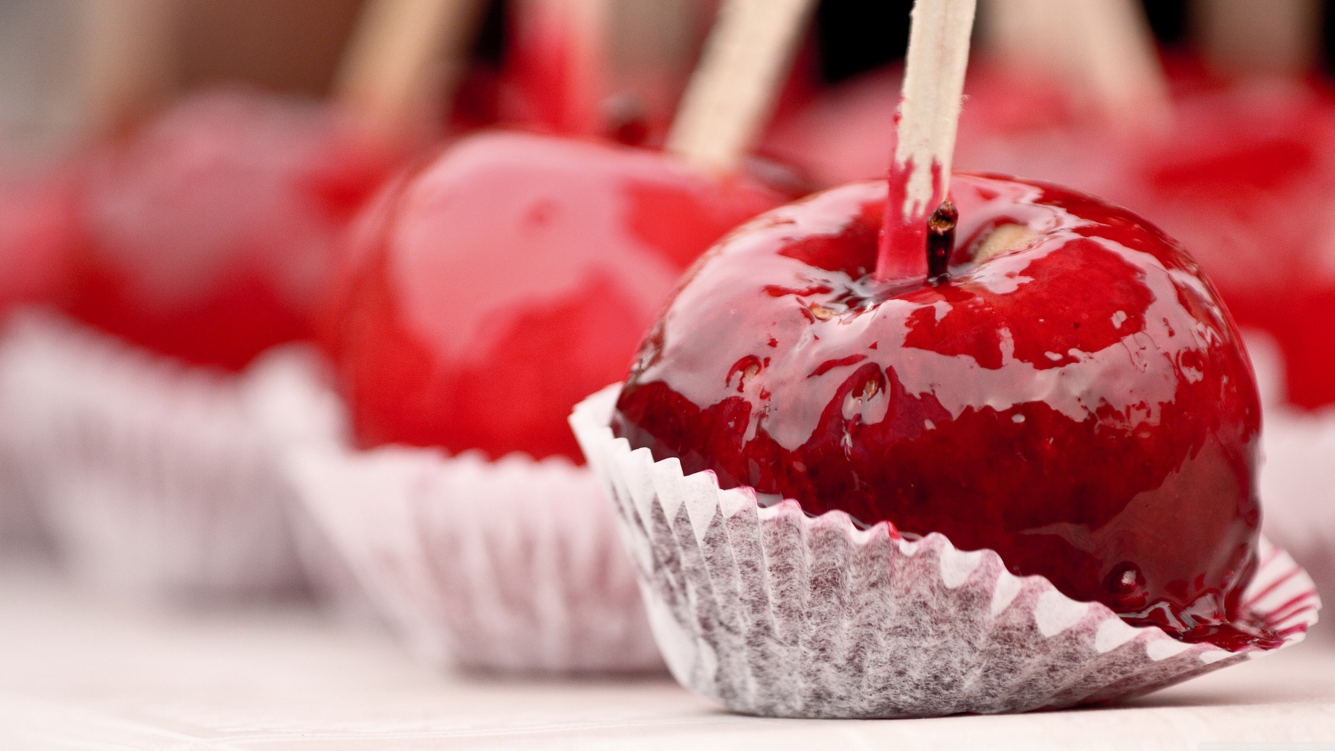 Food Red Cherry Syrup Candy Apple Sweets Wallpaper Background